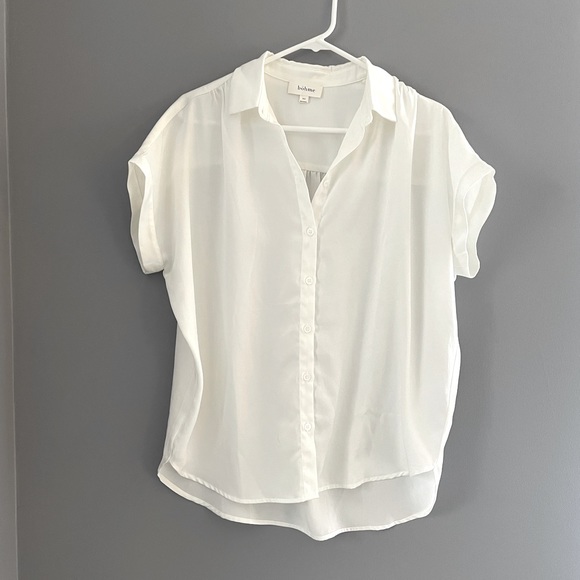Bohme Oversized Short-Sleeve Button-Down Top - Picture 2 of 5